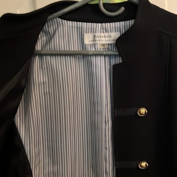 Tahari Black Trench Coat with Gold Accents - Picture 3 of 5